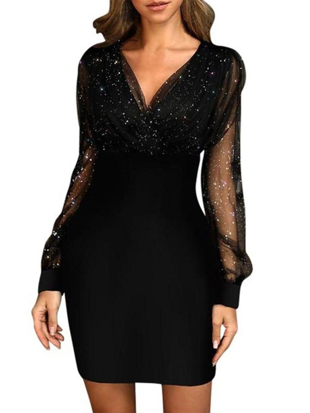 stylecast embellished bodycon bishop sleeves above knee dress