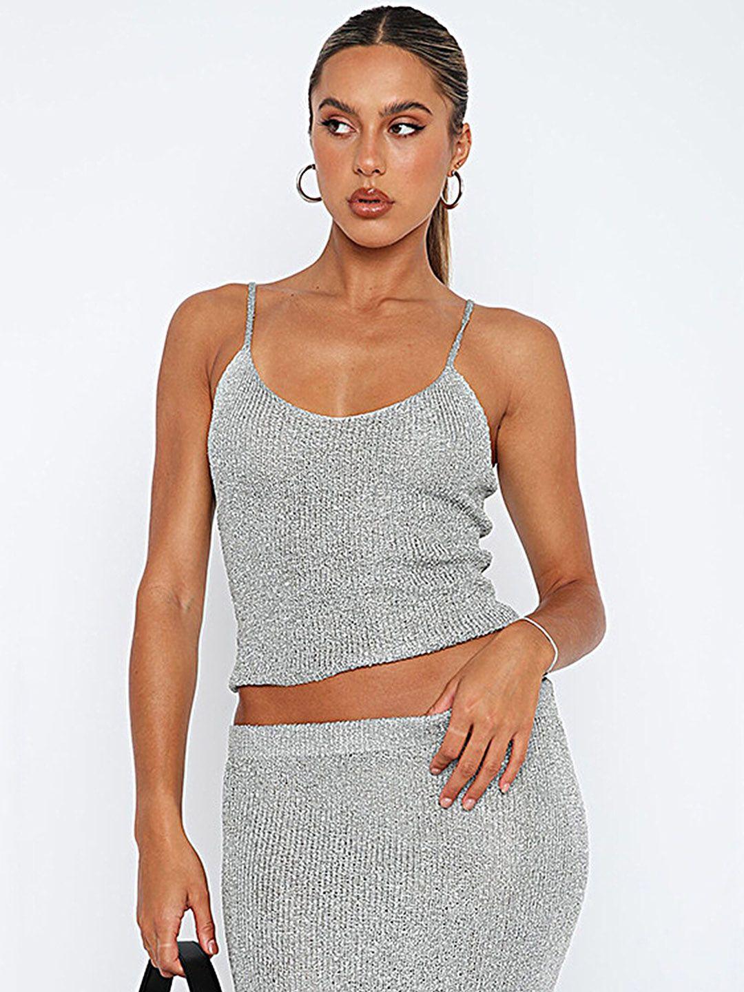 lulu & sky embellished round neck crop top & high-rise skirt co-ords