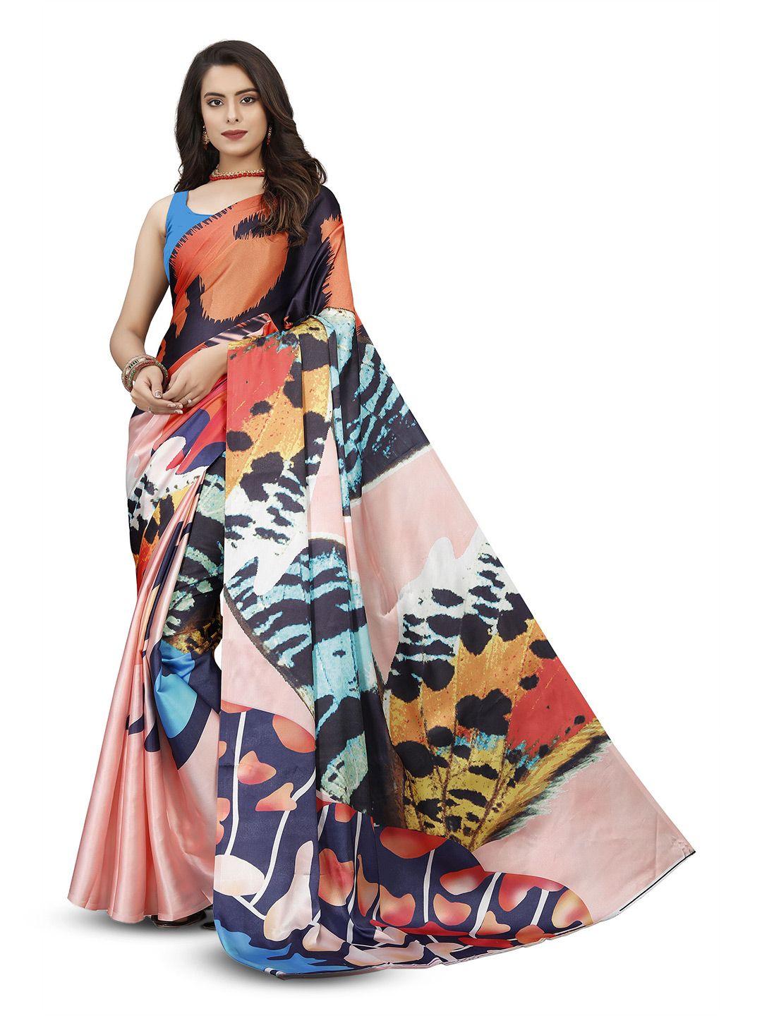 v3 fashion studio floral satin banarasi saree