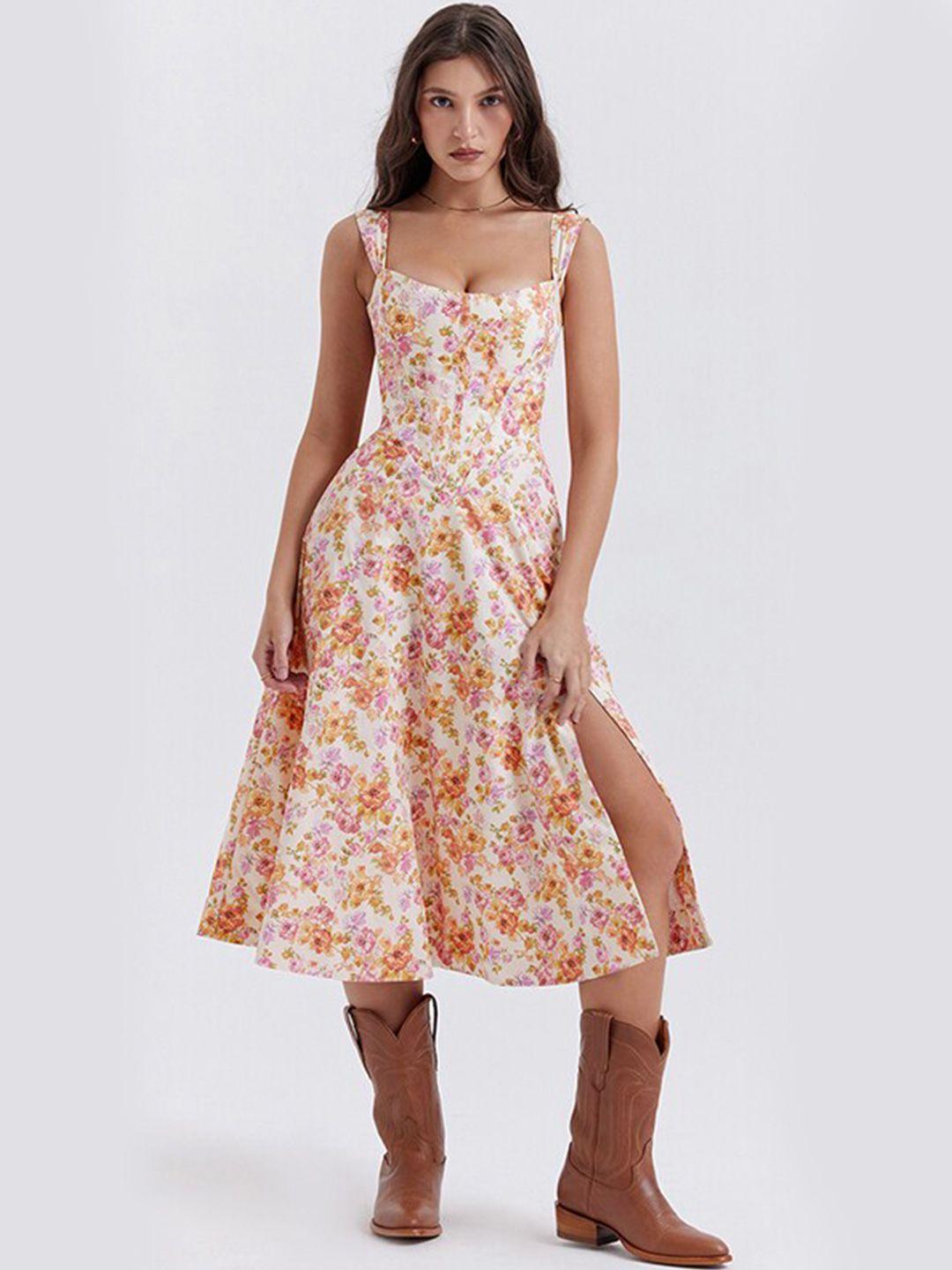 stylecast floral print square neck a-line dress