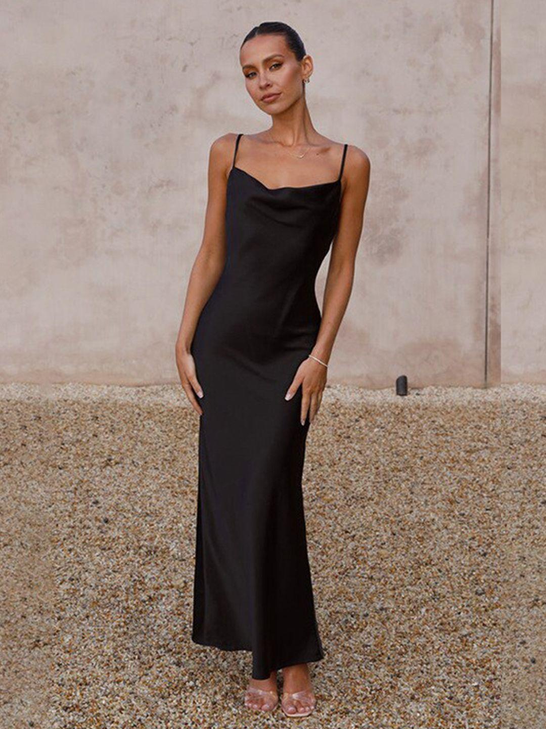 stylecast black cowl neck sleeveless fit & flare maxi dress