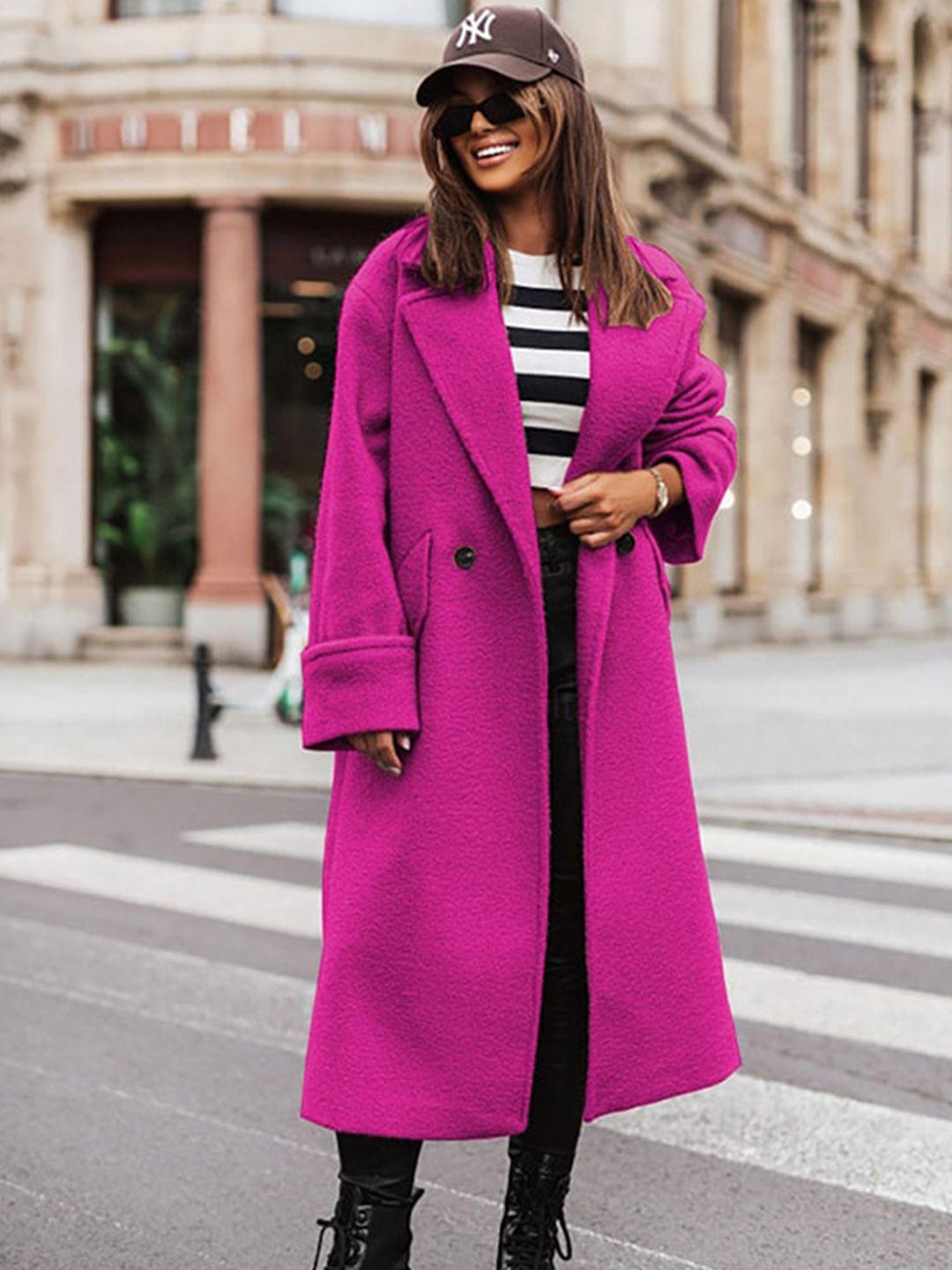 stylecast fuchsia pink single-breasted notched lapel overcoat