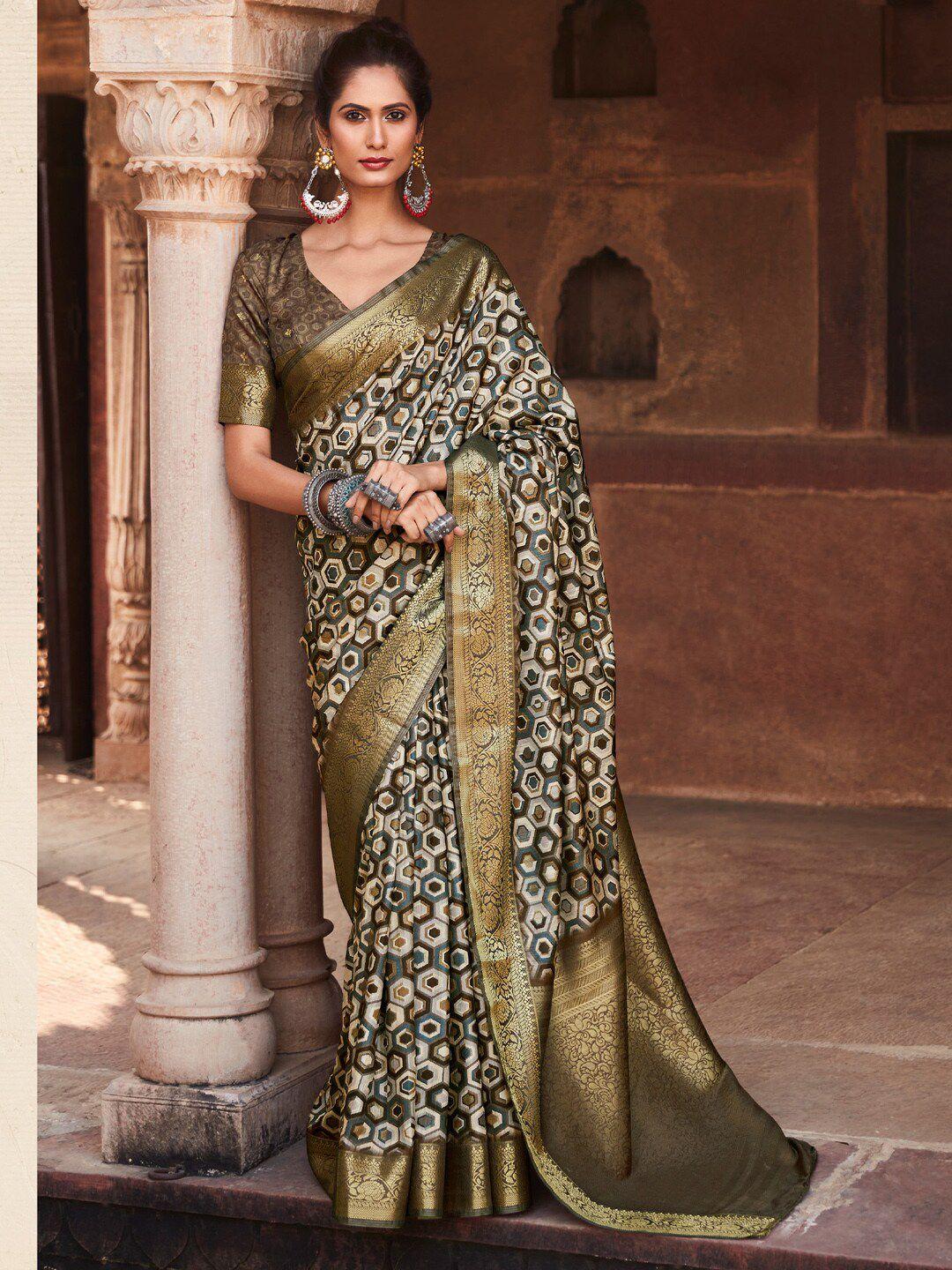 anouk woven design geometric designer banarasi saree