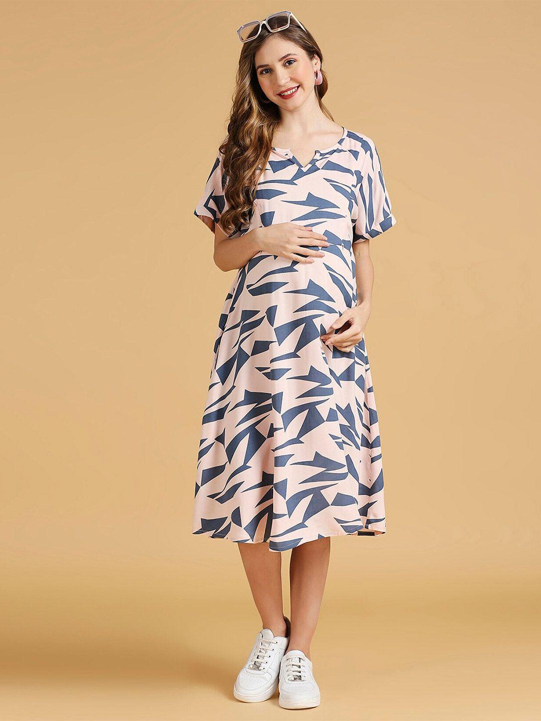 momtobe print maternity fit & flare dress