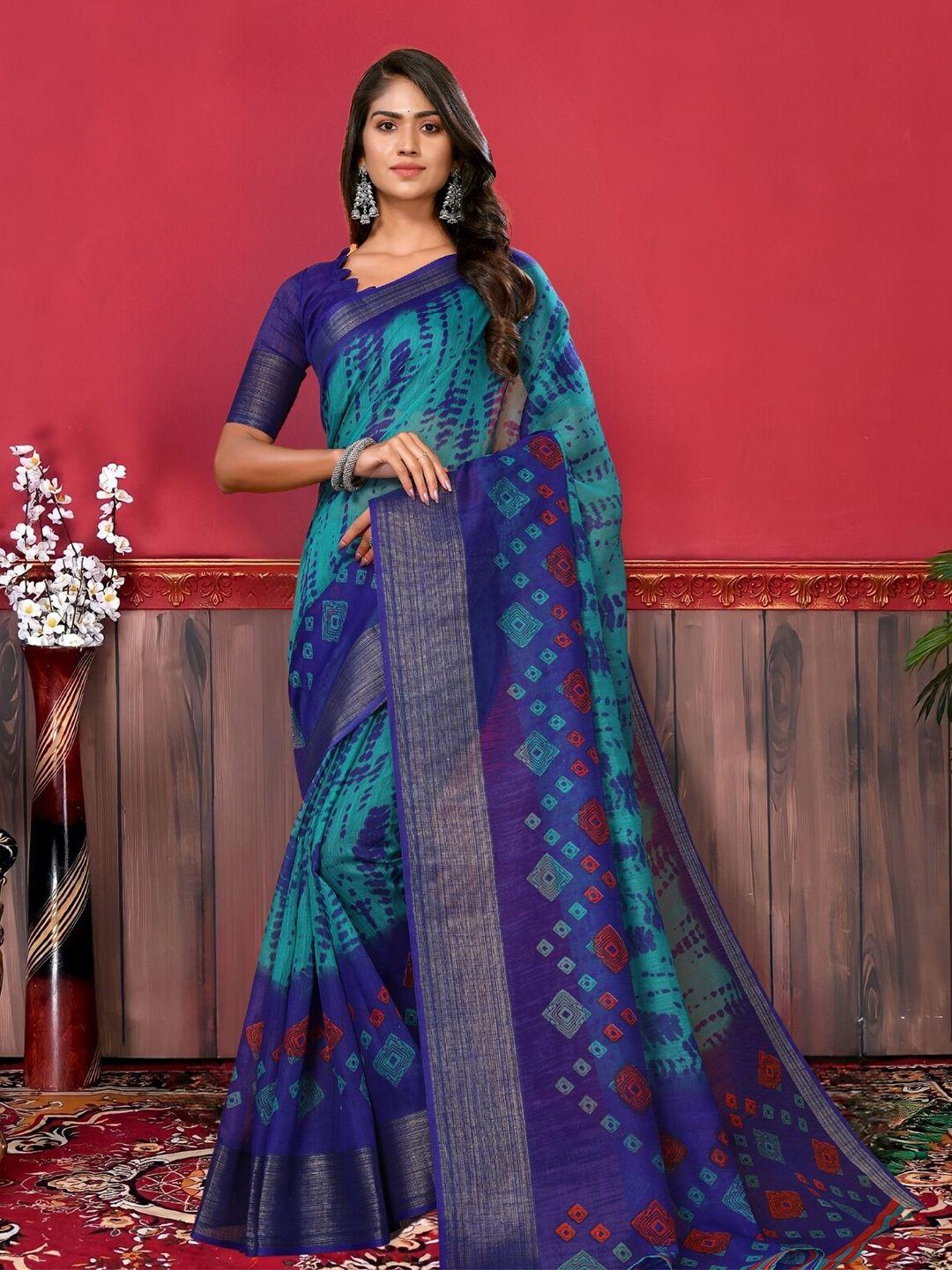 magmina geometric printed pure georgette banarasi saree