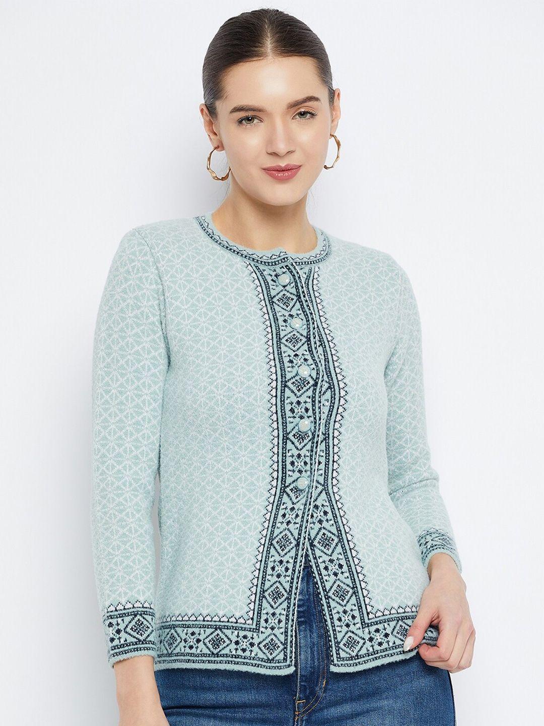 zigo ethnic motifs self design woollen cardigan