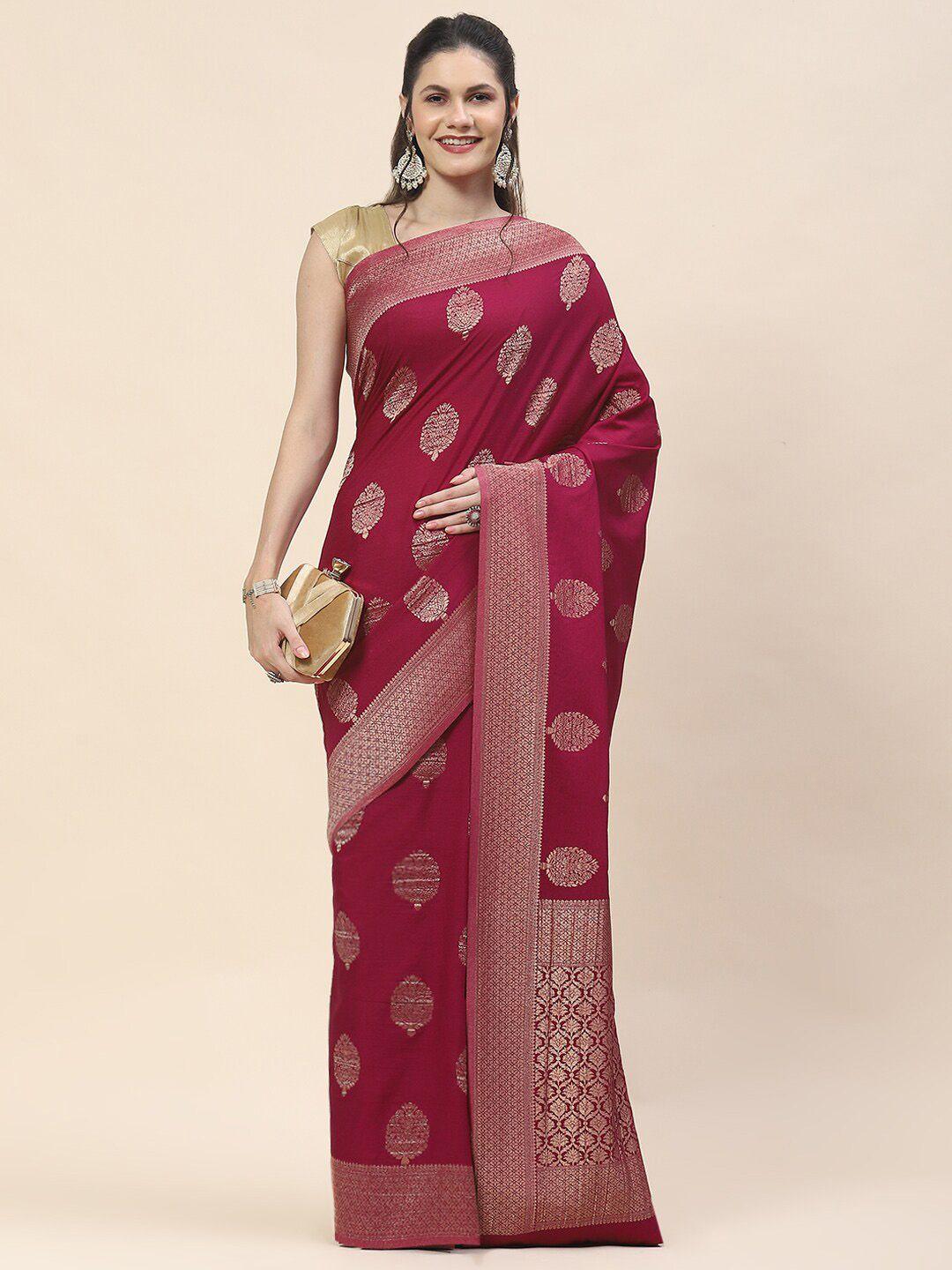 meena bazaar ethnic motif woven design tussar art silk saree