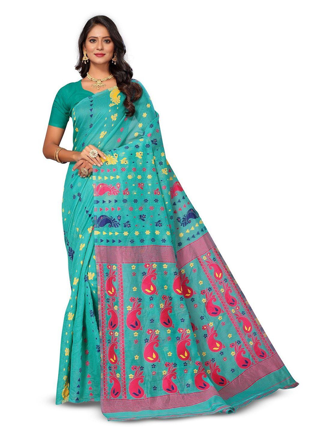 radadiyatrd paisley woven design silk cotton jamdani saree