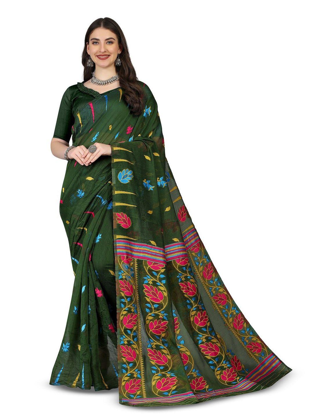 radadiyatrd floral woven design silk cotton jamdani saree