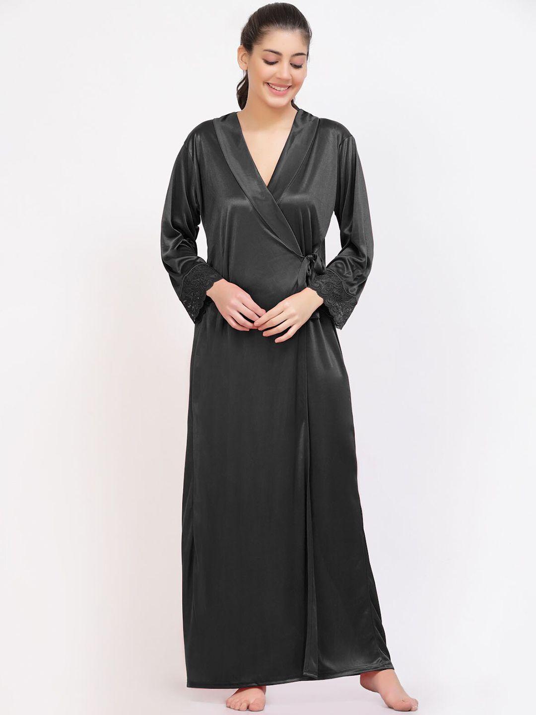 night keys 4 pieces satin maxi nightdress with robe & lingerie set