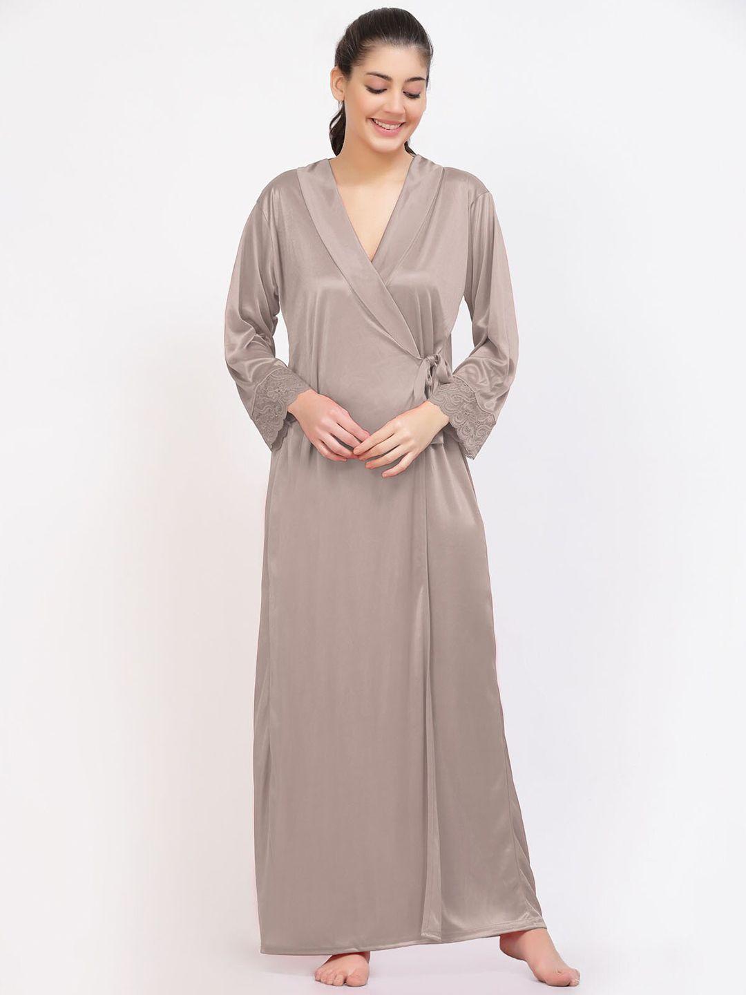 night keys satin maxi nightdress with robe & lingerie set