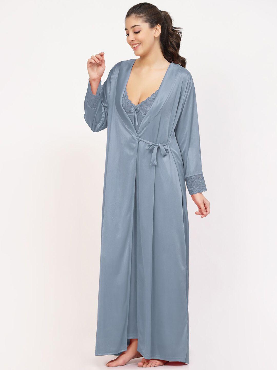 night keys pack of 2 satin maxi nightdress with robe