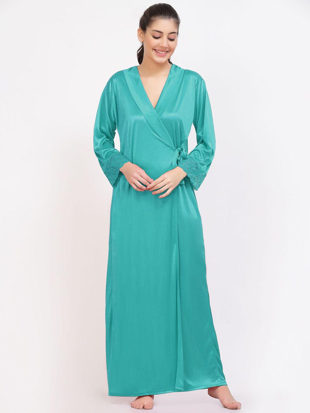 night keys pack of 2 satin maxi wrap nightdress with robe