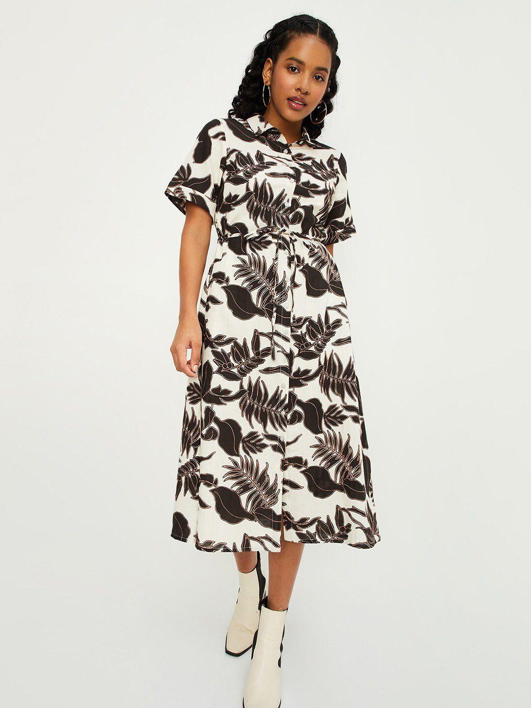 max abstract printed shirt midi dress