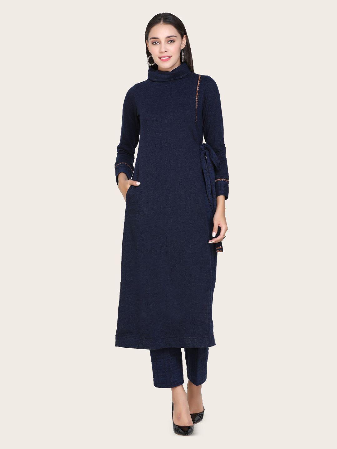 stado women blue regular kurta with pyjamas