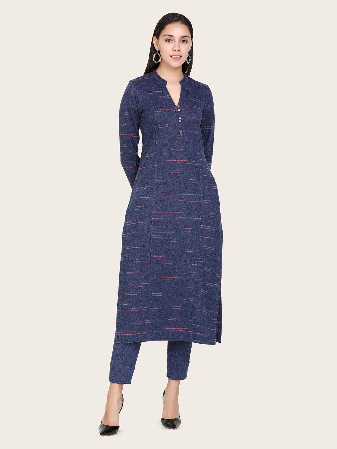 stado women blue regular kurta with pyjamas