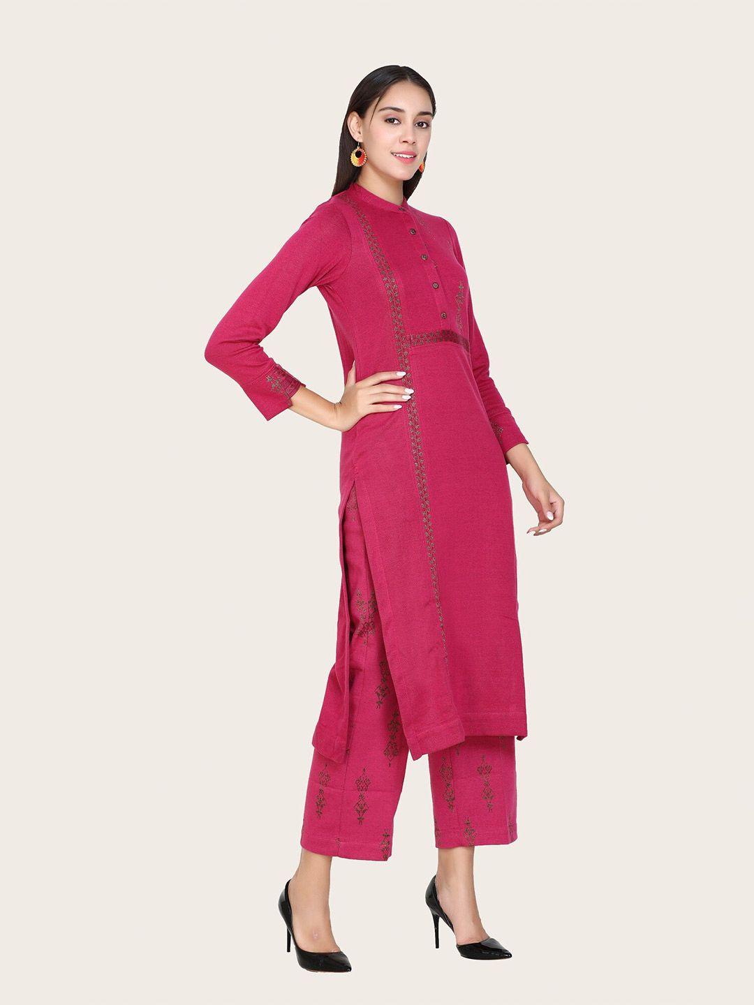 stado women red regular kurta with pyjamas