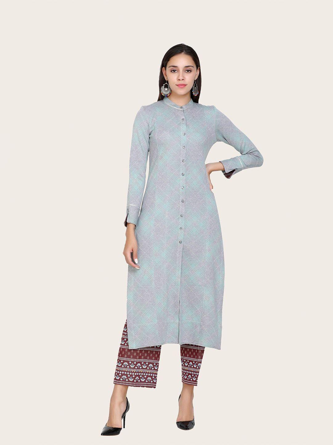 stado women blue regular kurta with pyjamas