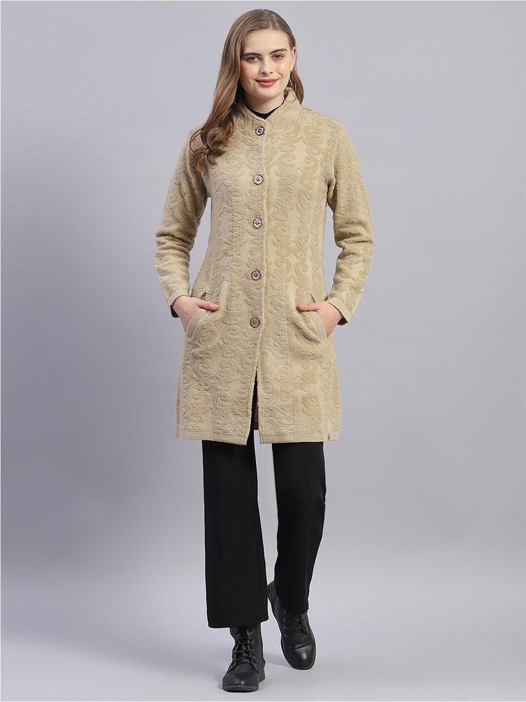 monte carlo printed round neck overcoat