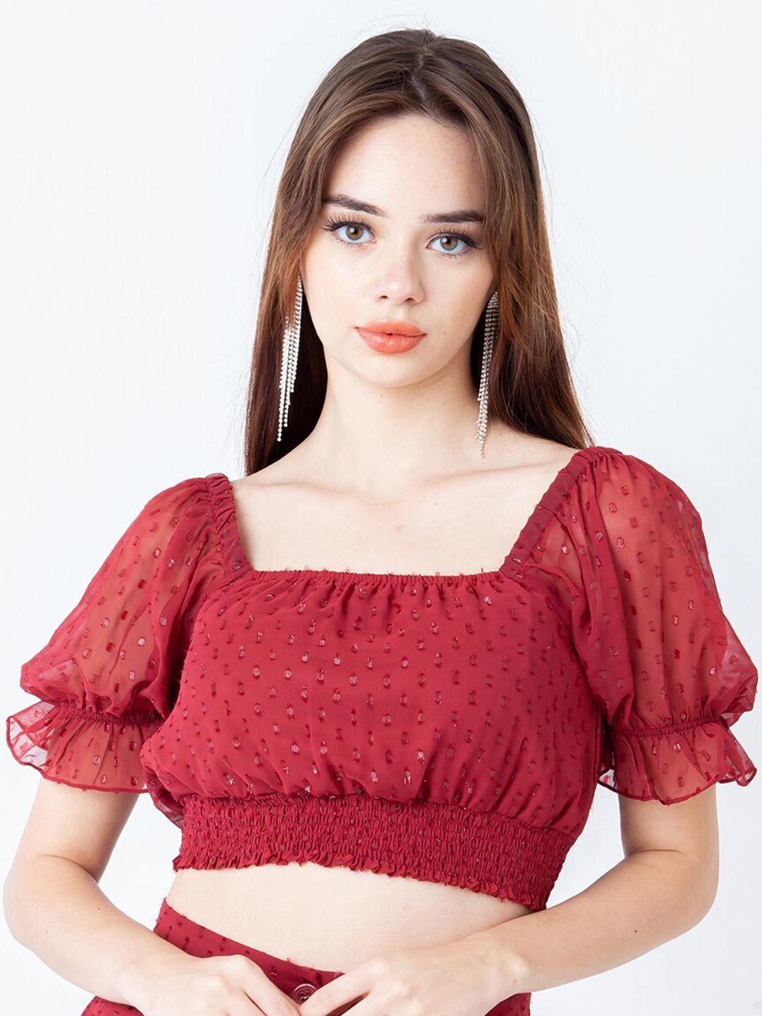 zink london maroon puff sleeve top