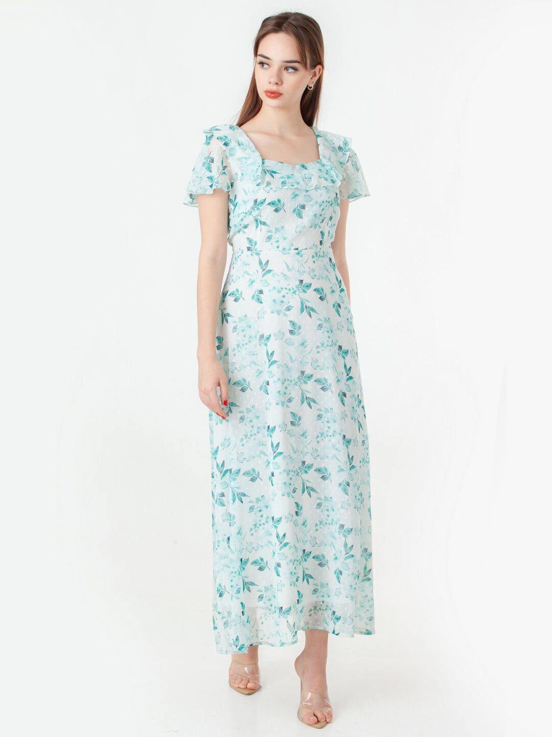 zink london floral printed square neck maxi dress