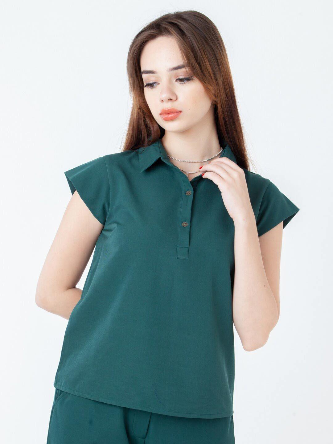 zink london green flutter sleeve top