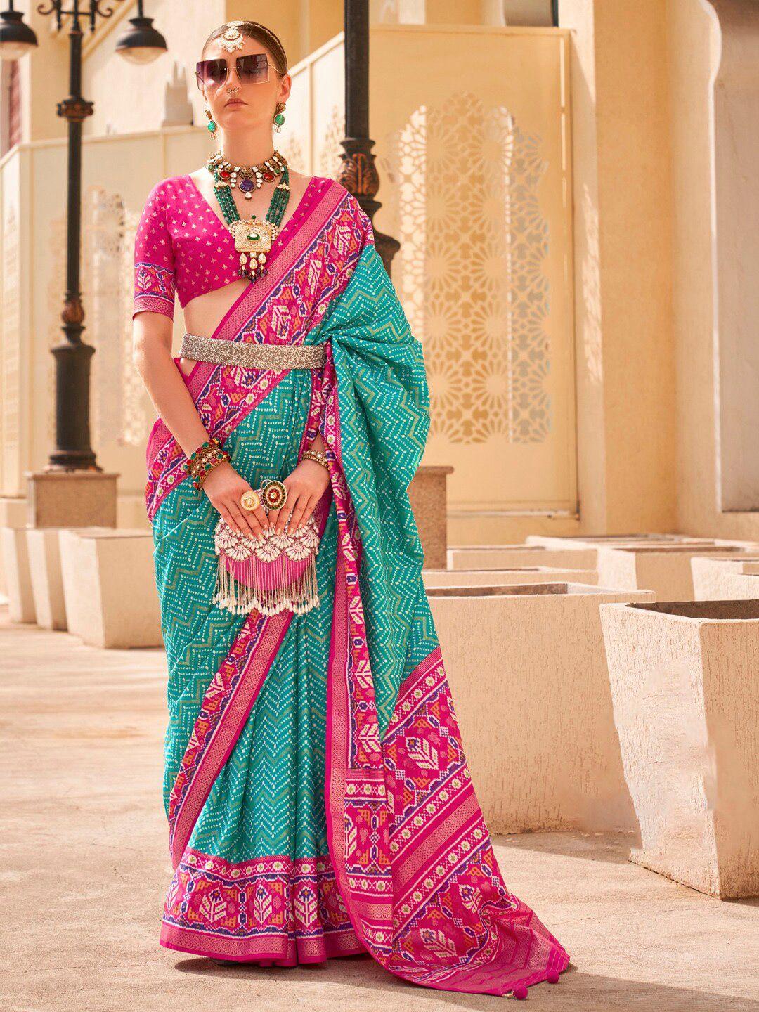 anouk ethnic motifs printed designer ikat saree