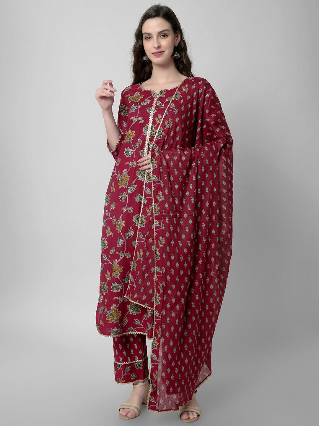 arayna floral printed regular kurta with palazzos & dupatta