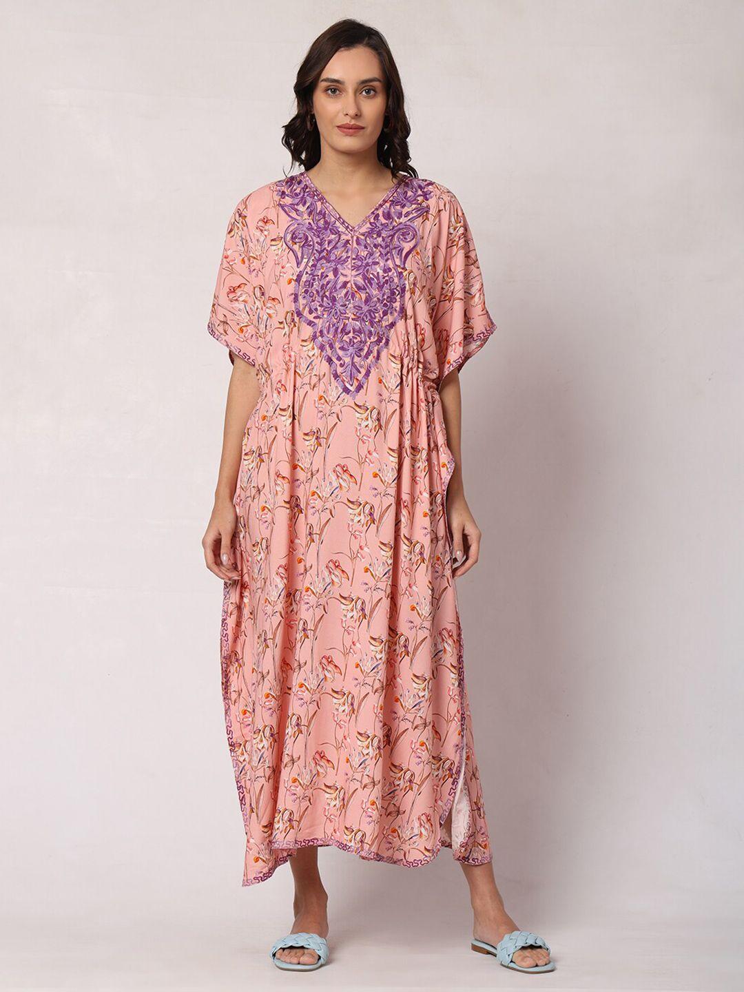 craftbazar floral printed maternity kaftan maxi dress