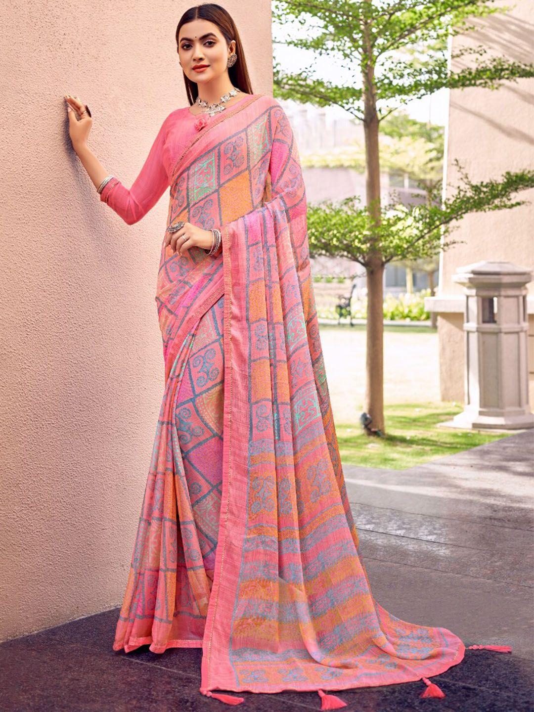 reboot fashions abstract printed embellished maheshwari pure chiffon saree