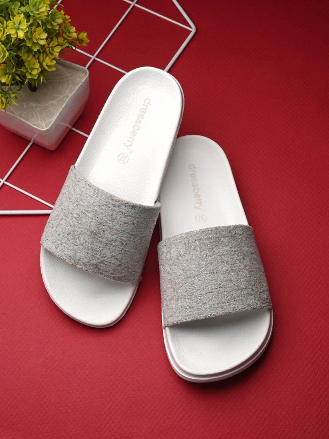 dressberry women white printed sliders