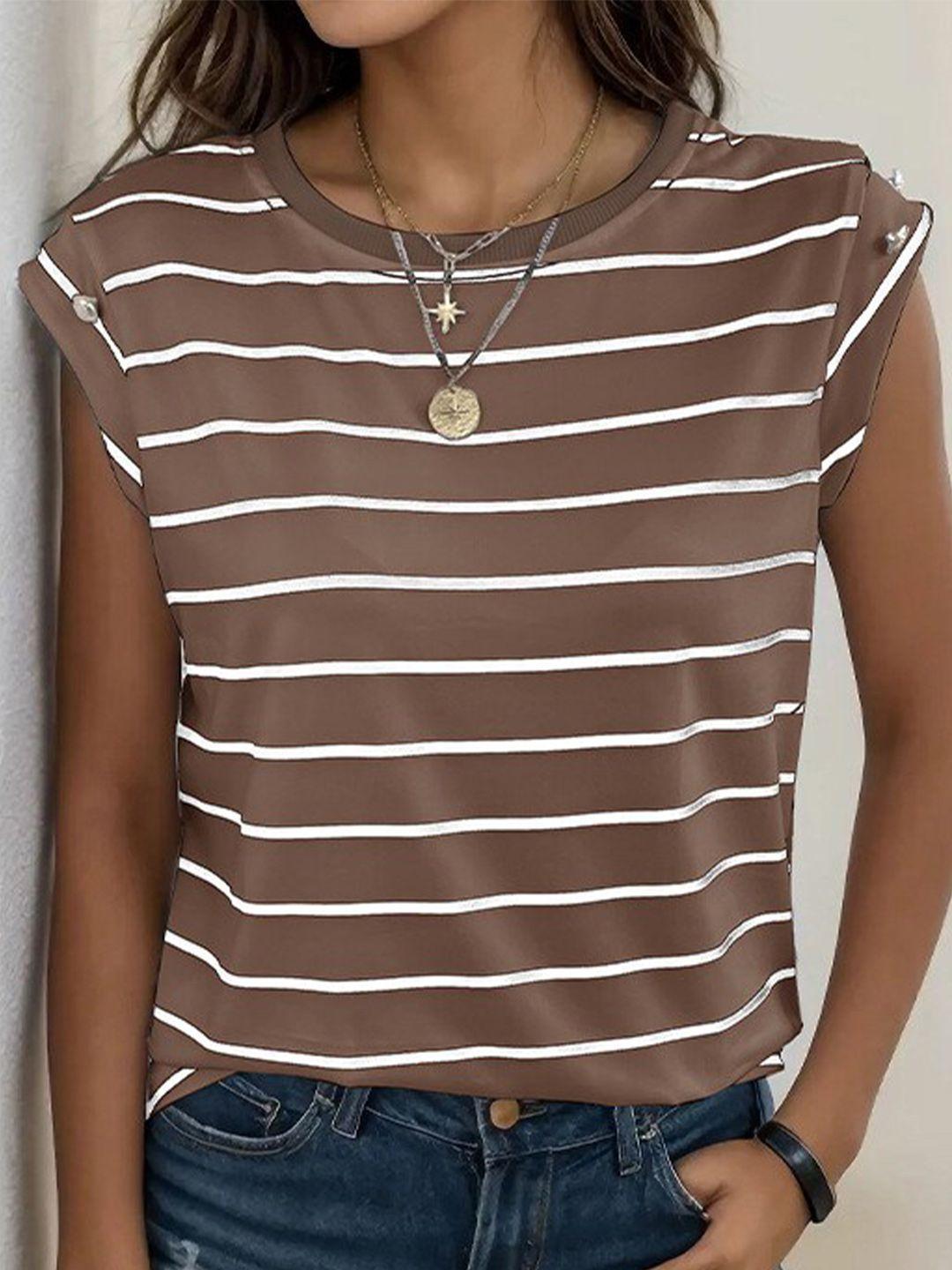 stylecast striped georgette regular top