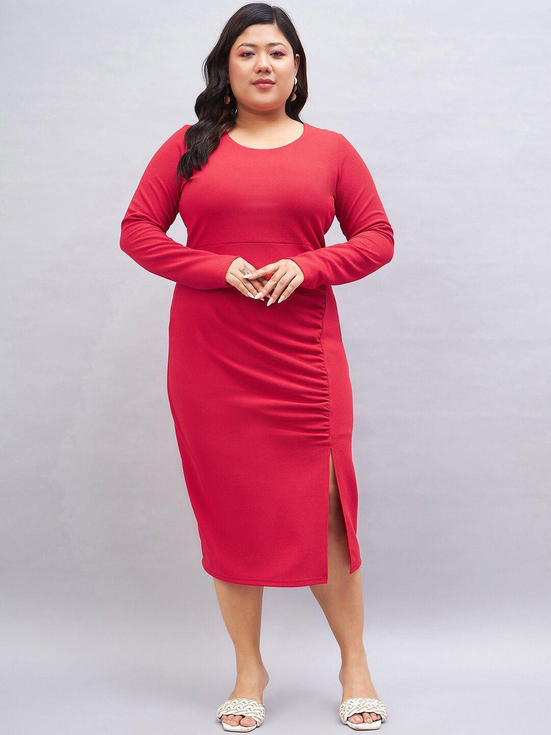 sztori plus size round neck sheath dress