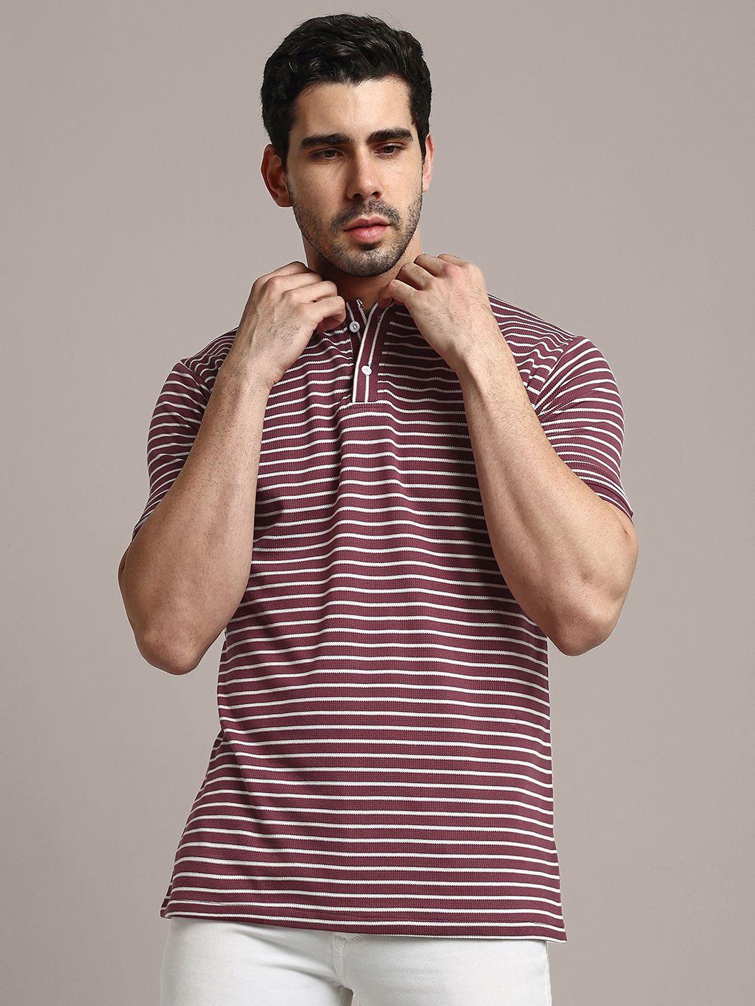 greciilooks horizontal striped polo collar short sleeves t-shirt