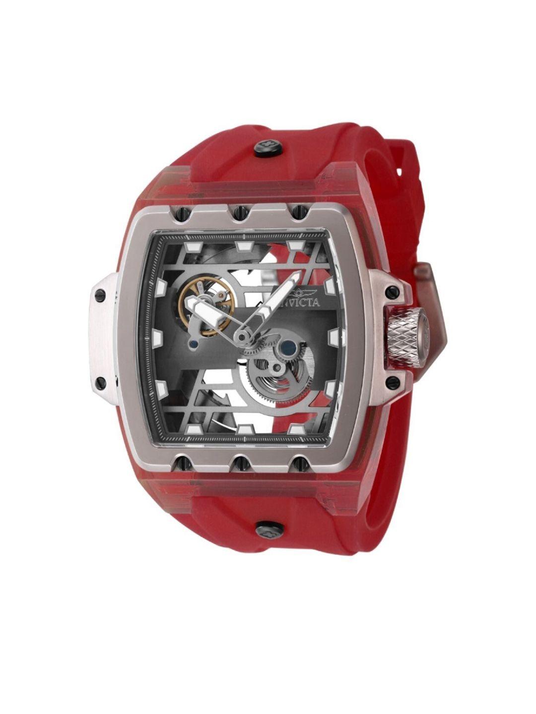 invicta men grey dial & red wrap around straps analogue automatic motion powered watch 44267