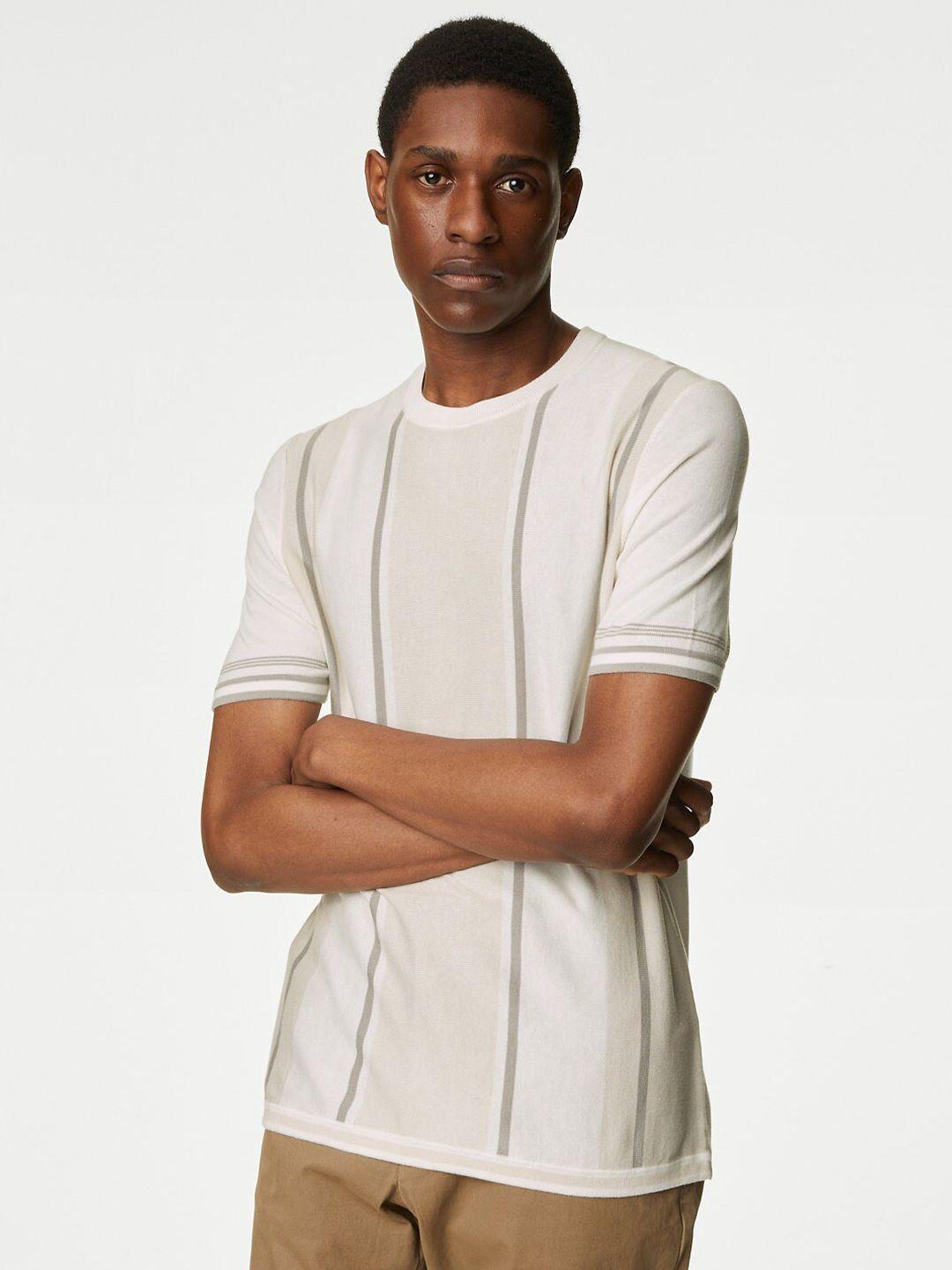 marks & spencer striped round neck t-shirt