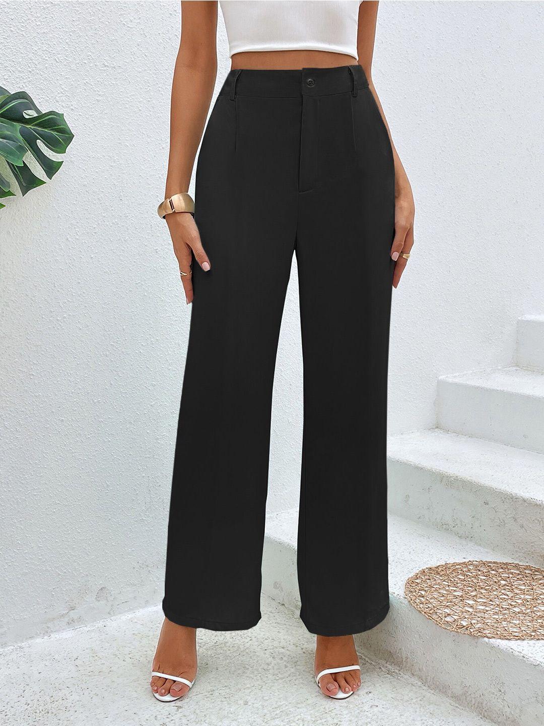 visit wear women high-rise pleated parallel trousers