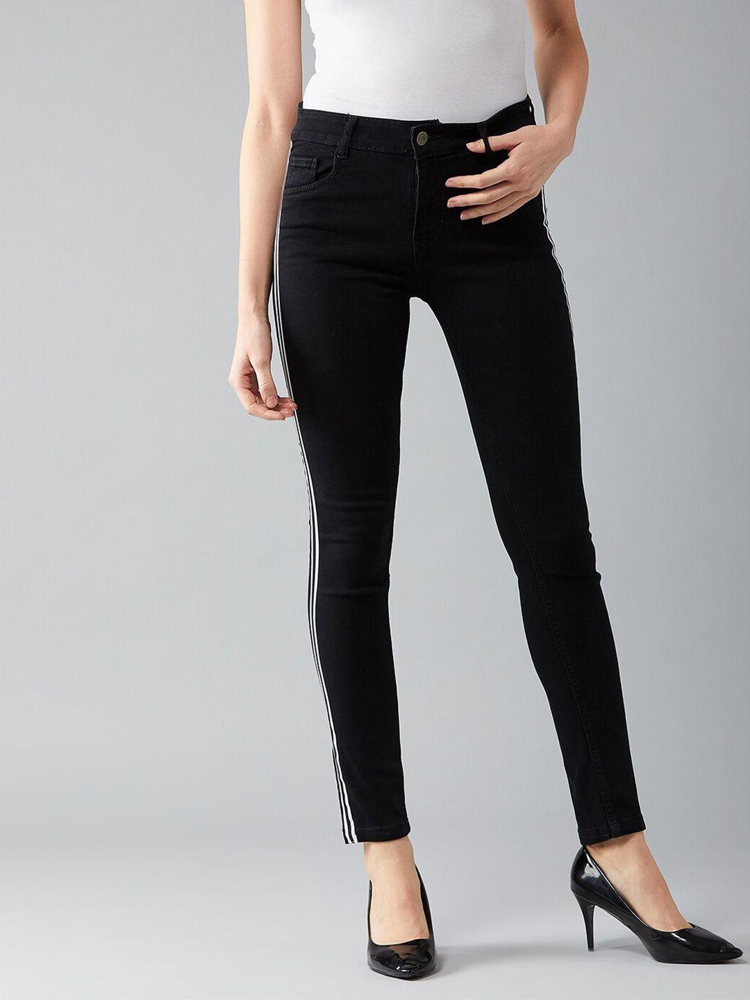 the roadster lifestyle co. women black slim fit clean look stretchable jeans