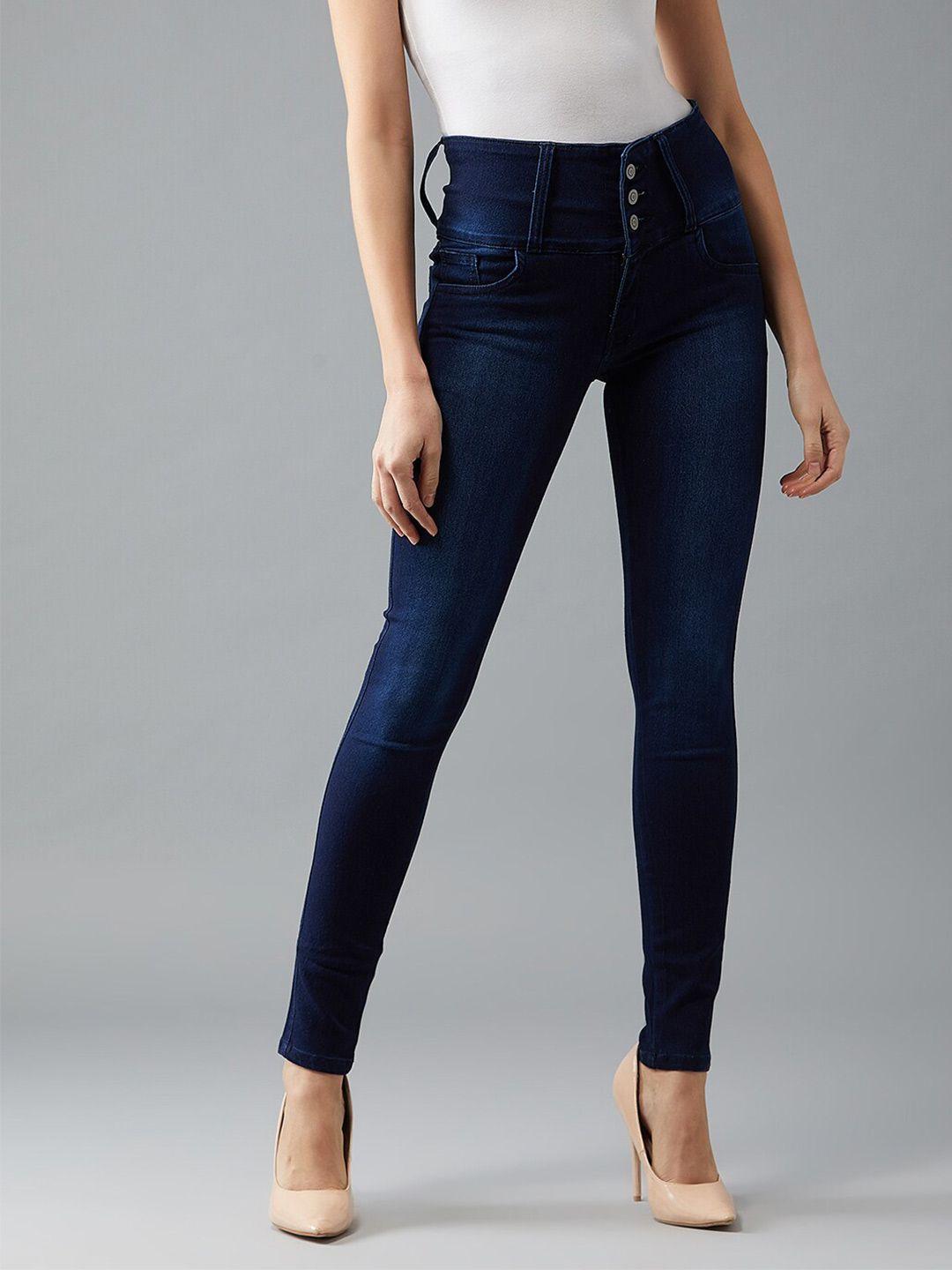 the roadster lifestyle co. women navy blue skinny fit high rise stretchable jeans