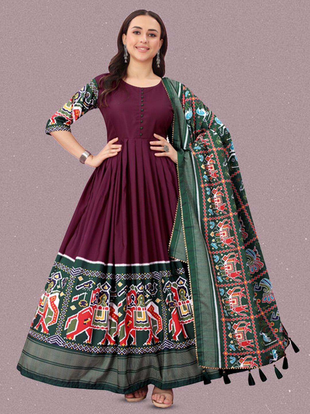 n n enterprise printed anarkali kurta with trouser & dupatta