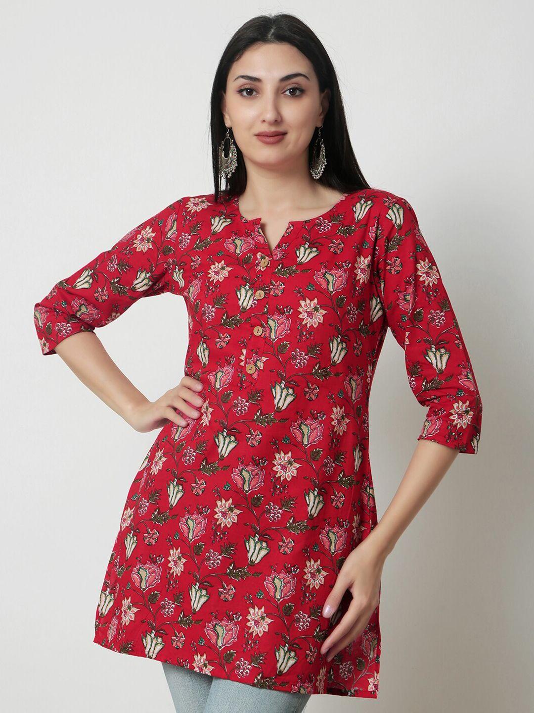 kalini floral printed cotton a-line top