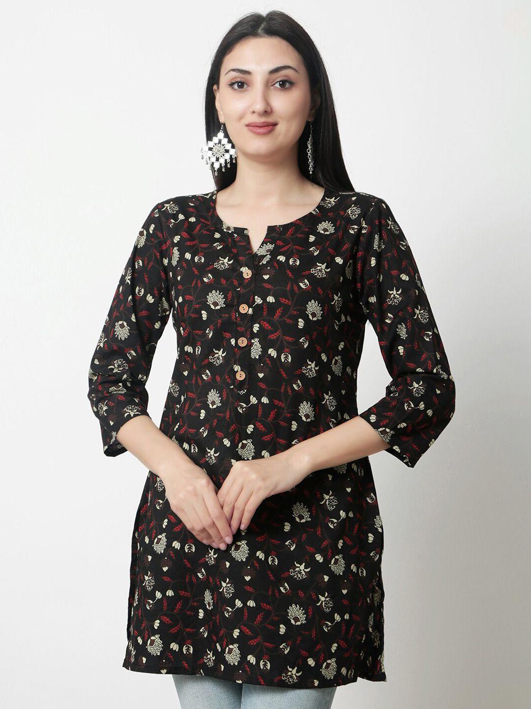 kalini floral printed notched neck cotton top