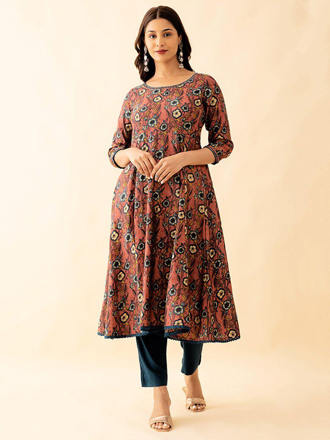 maybell floral printed anarkali kurta with trouser