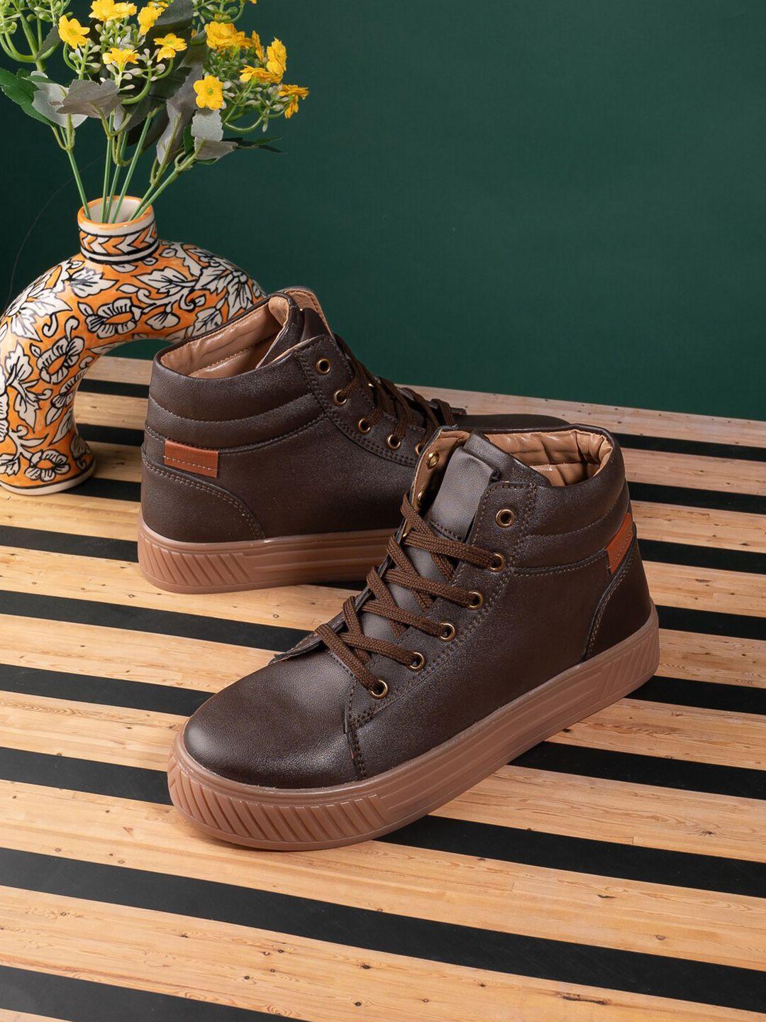 the roadster lifestyle co. women brown high-top platform lace up boots