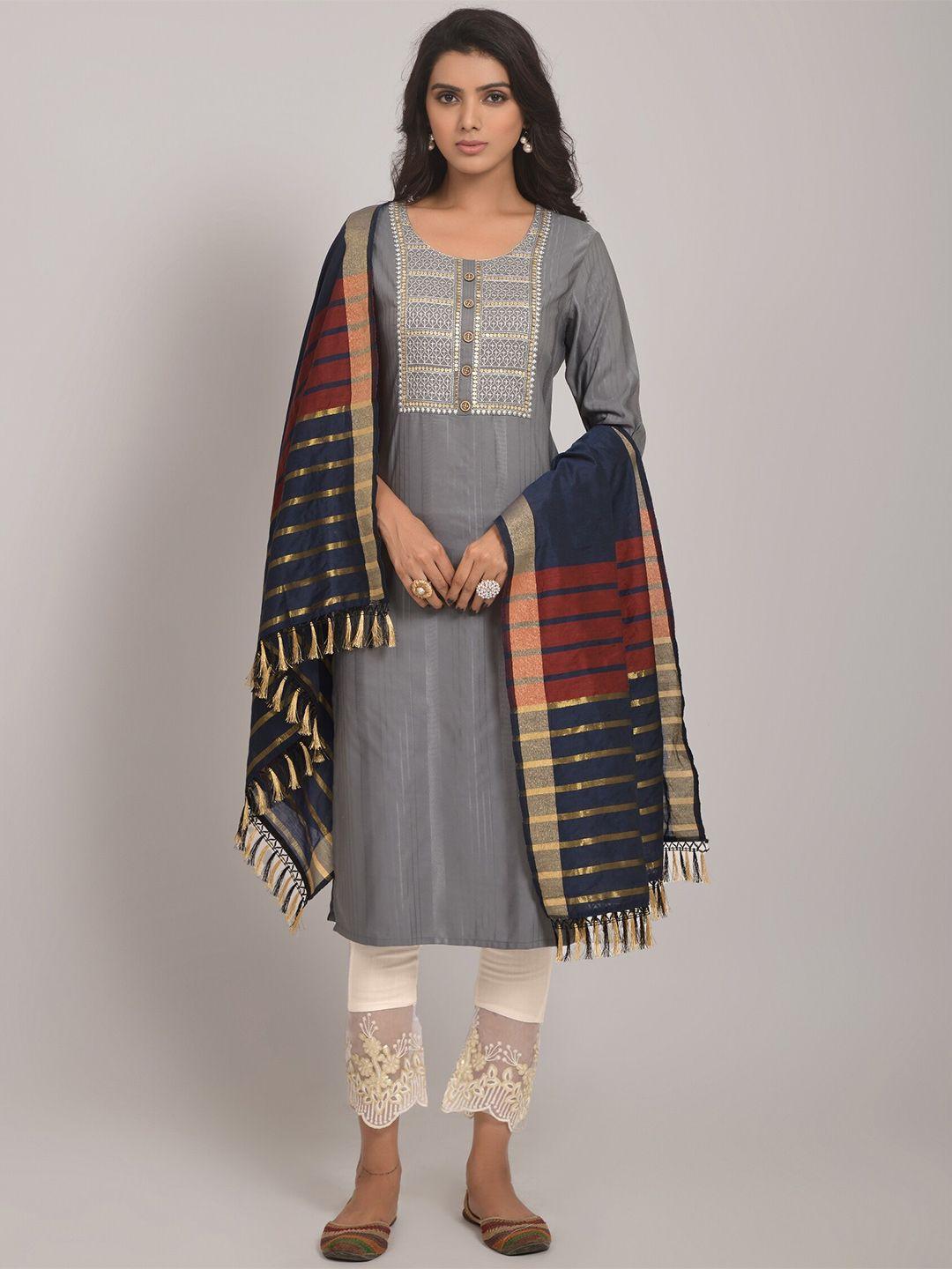 niza fashion embroidered regular sequinned kurta with trousers & with dupatta