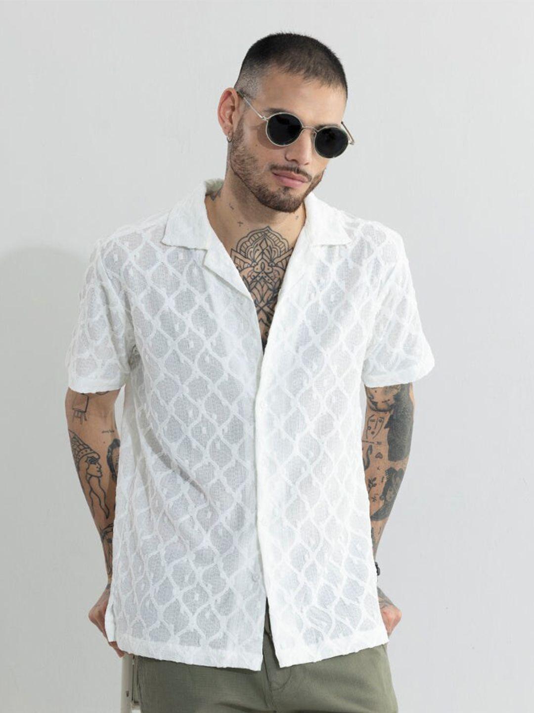 snitch classic fit textured short sleeves boxy shirt