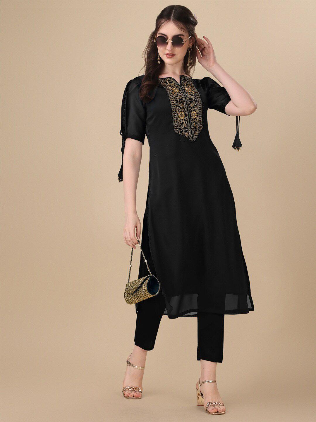 goroly embroidered pure silk straight kurta