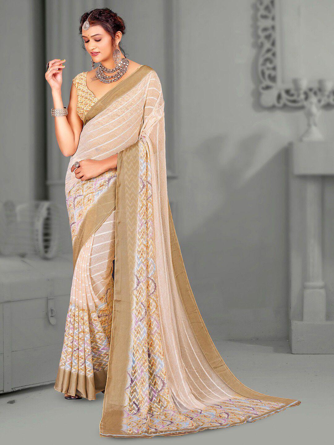 mitera striped printed chanderi saree