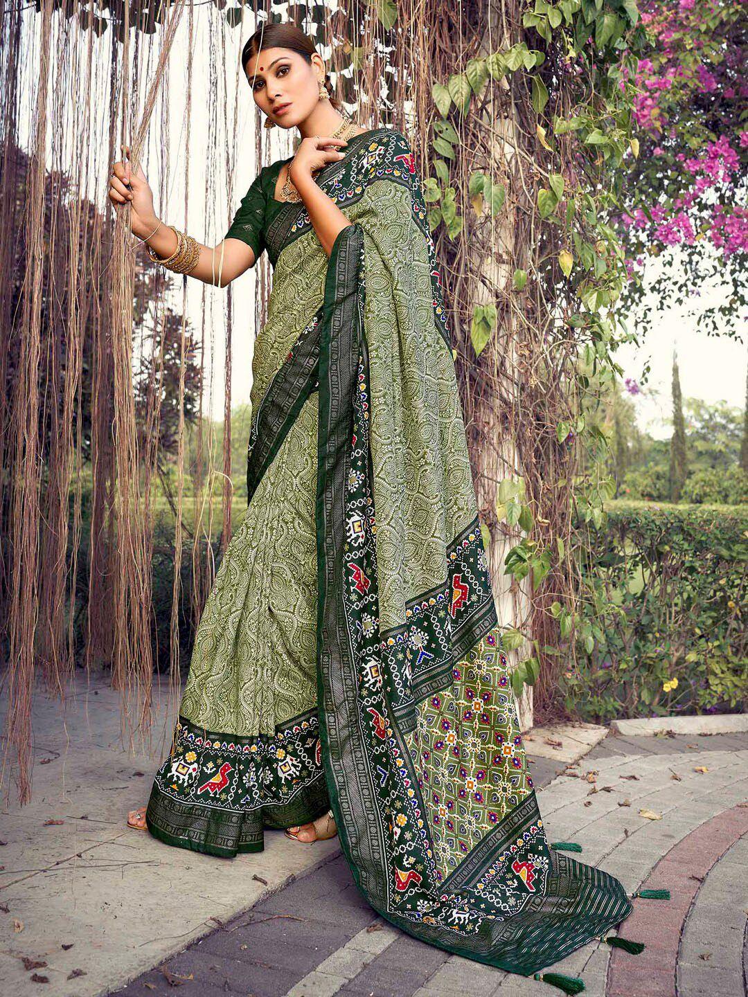 mitera paisley silk blend patola saree