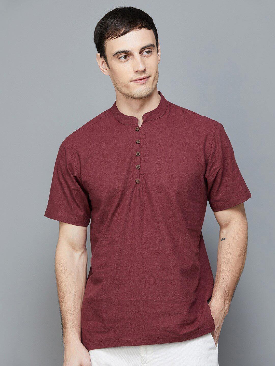 melange by lifestyle mandarin collar cotton kurta